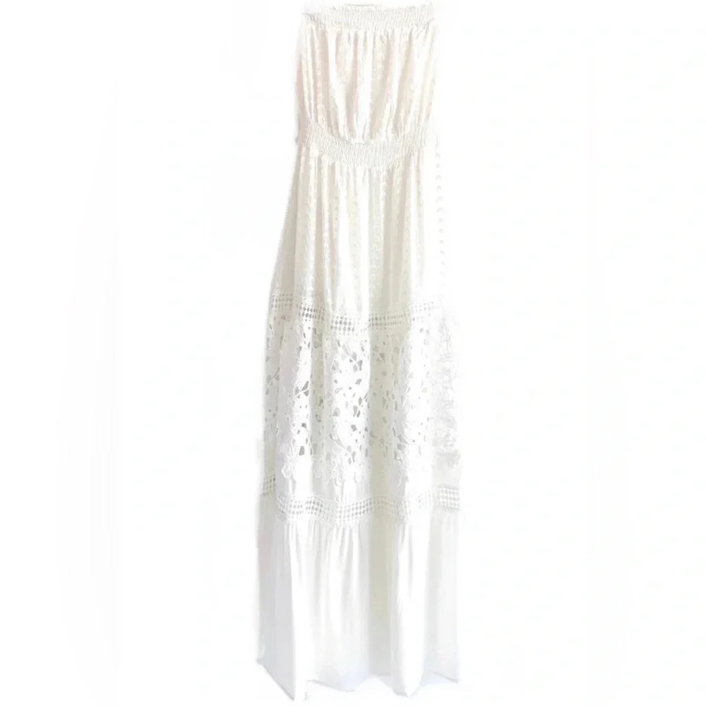 ! Jade Melody Tam Teresa Lace Maxi, White